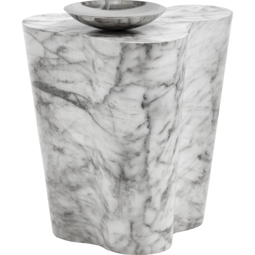 Ava 18" End Table in White Marble Look Concrete